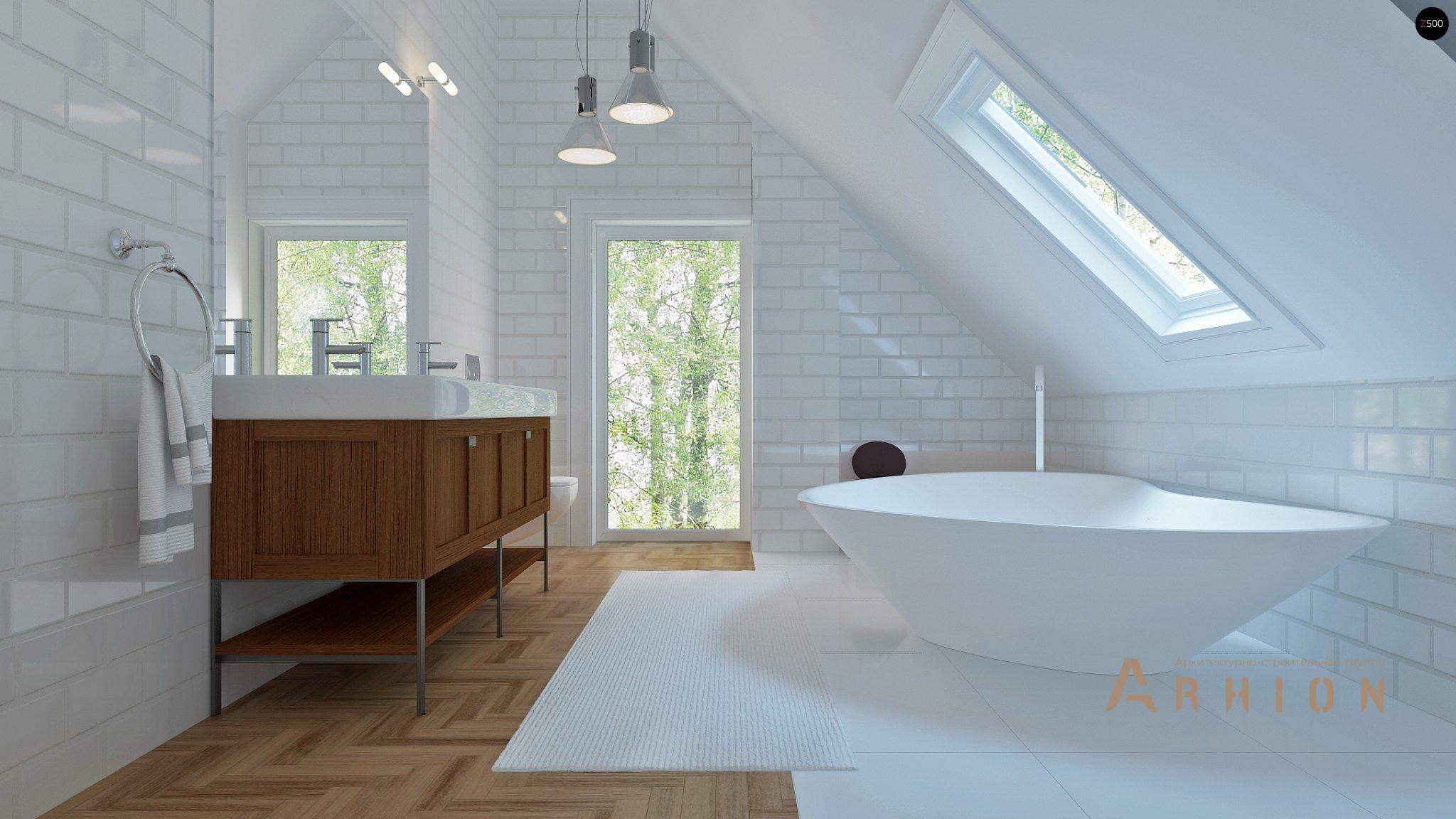 10. Проект одноэтажного дома в европейском стиле с двускатной кровлей, Z226 plus, площадью - 175 кв c мансардой, терассой, гаражом, эркером